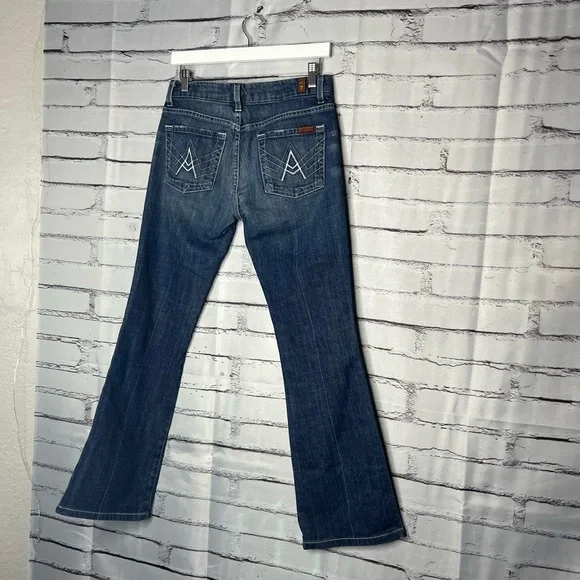 7 For All Mankind A Pocket Wide Leg Jeans Women’s 28×30 Dark Wash Relaxed Y2K - Picture 10 of 16